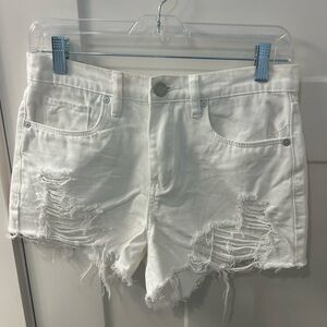 Blank NYC White Distressed Jean Shorts